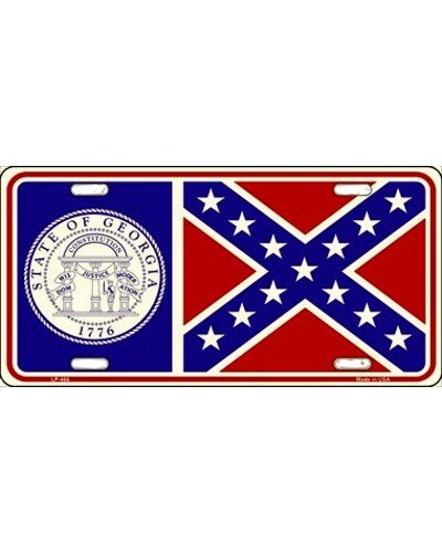 old Georgia State Flag embossed car tag